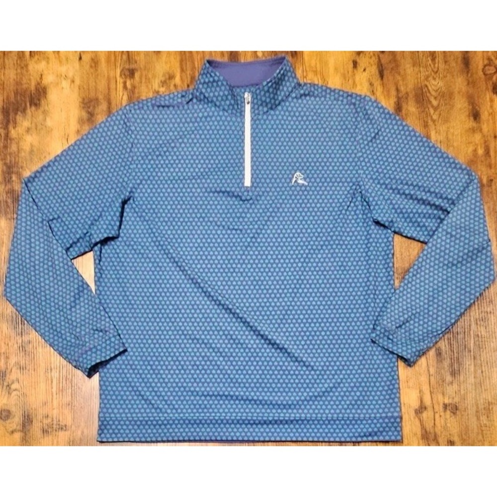 Rhoback Shirt Men's XL Green Blue Four Leaf Clover Perfomance 1/4 Zip Pullover